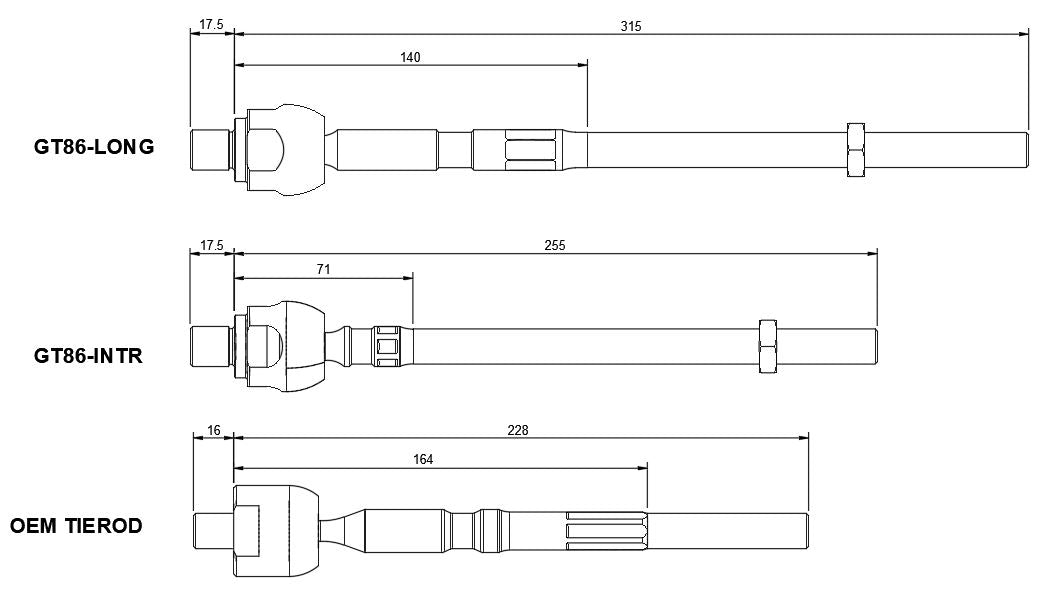 FR-S / GR86 / BRZ Super Lock replacement inner tie rod - SOLD INDIVIDUALLY