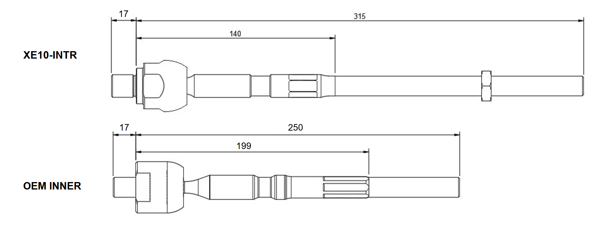 Lexus IS300 Super Lock Replacement Inner Tie Rod - SOLD INDIVIDUALLY